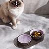 1pcs Elevated Dual Bowl Feeder for Cats & Small Dogs- Durable Plastic Raised Pet Feeding Station with Non-Slip Stand,Easy Feed