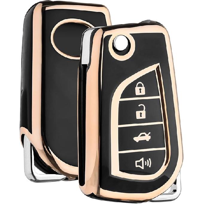 ELOHEI Key Fob Cover for Toyota: Premium Soft TPU Full Protection Case Compatible with 2018-2022 Corolla, Camry, RAV4