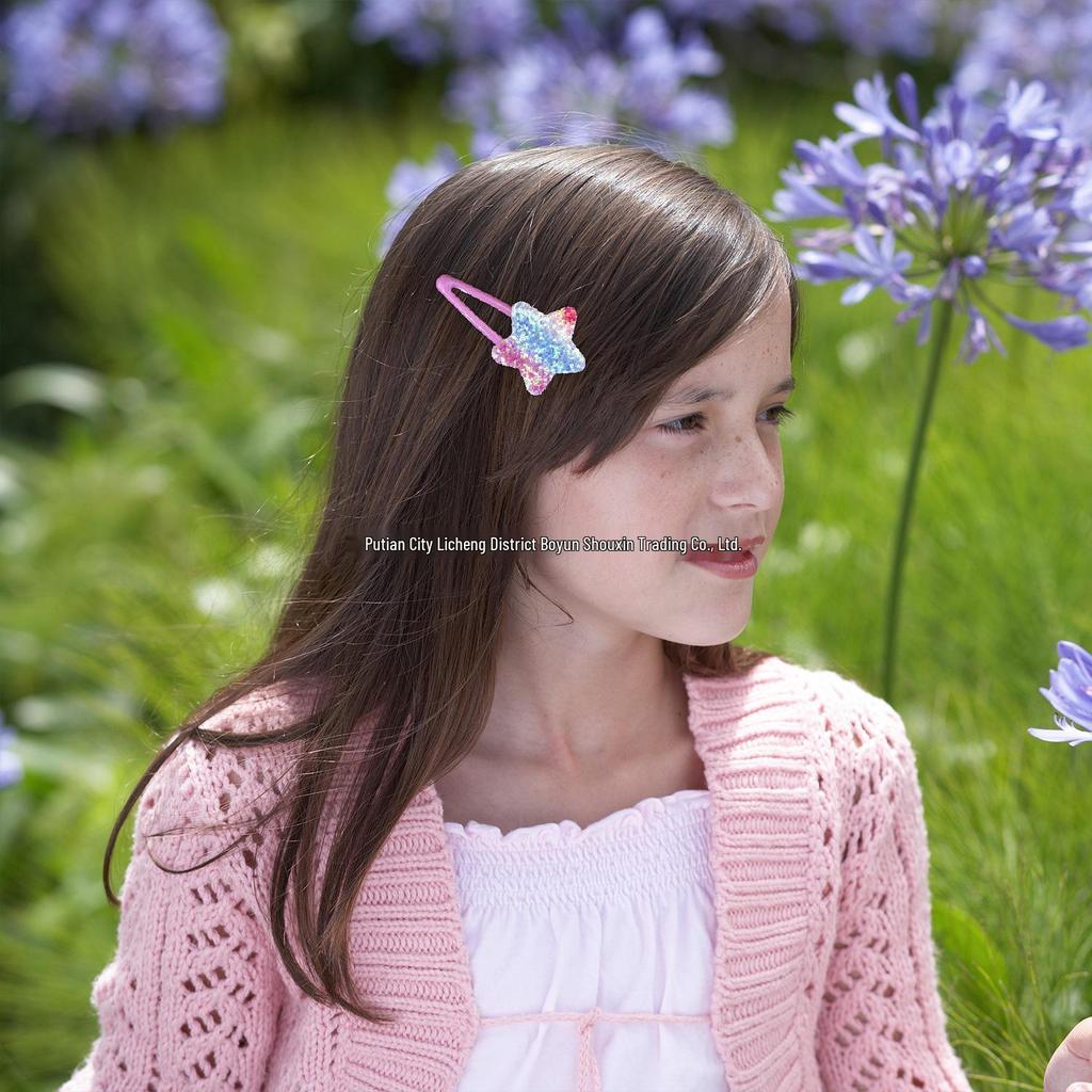 Candy Color Heart & Star Cartoon Bang Hair Clips for Kids