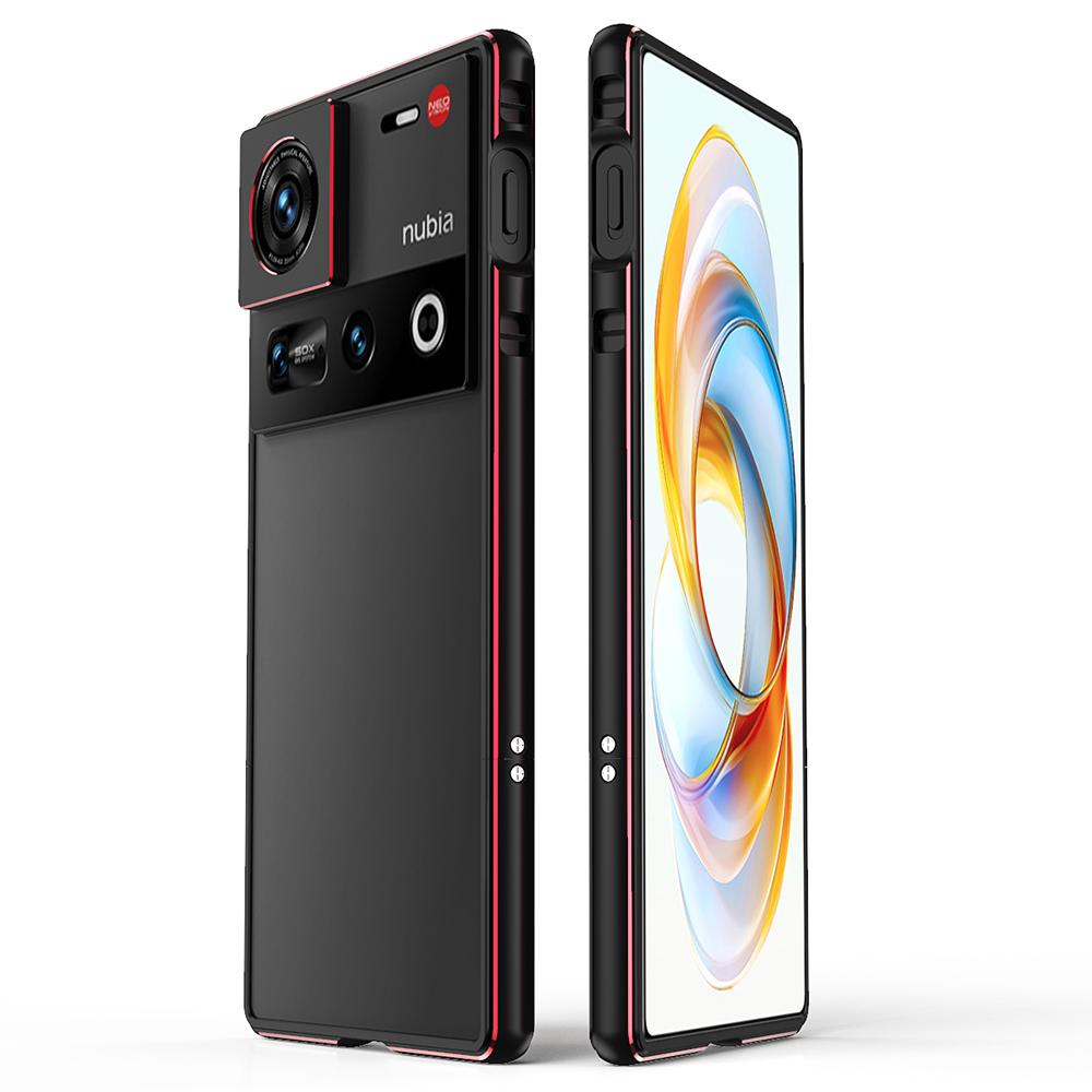 

Бампер для ZTE nubia Z70 Ultra 5G Металлическая рамка Чехол для телефона с защитой объектива камеры Black/Red