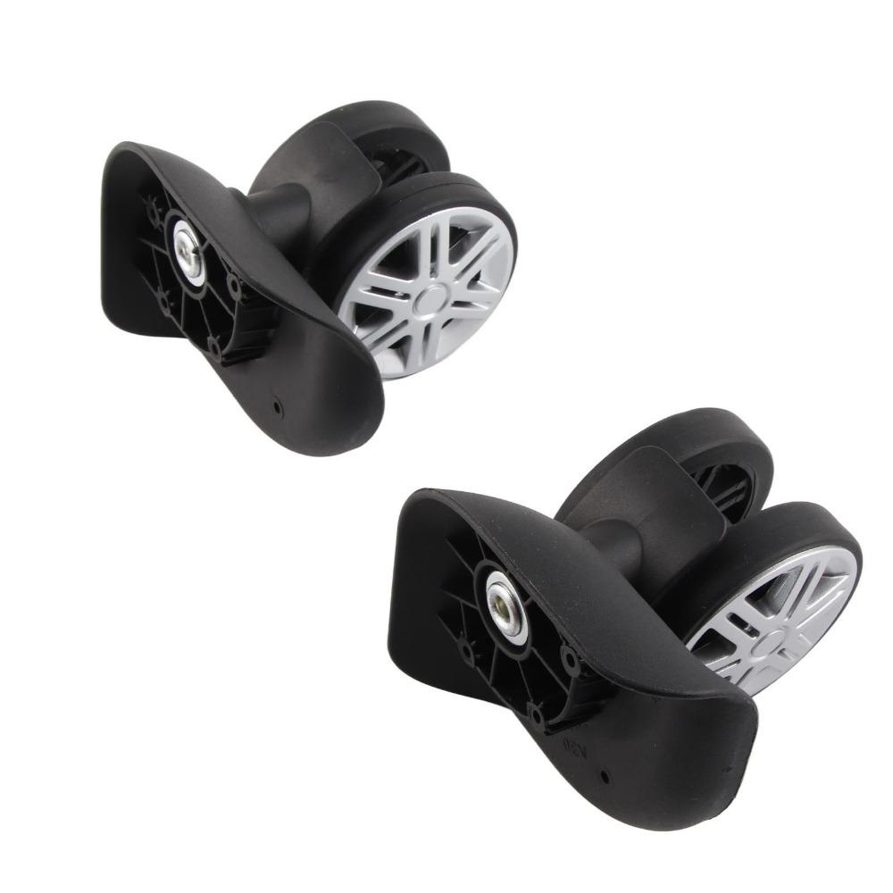 1 Pair Durable Mute Luggage Replacement Wheels PP PET Black Universal Wheel Replacement Swivel Wheels Trunk Wheels