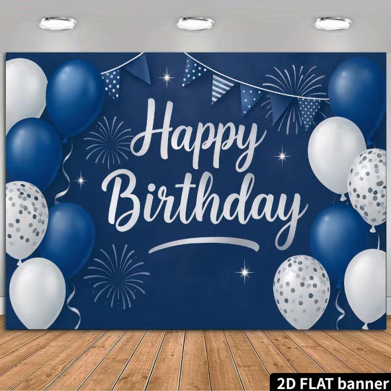 

2D Simple Navy Blue Themed Birthday Photo Booth Backdrop for Events 47.2x31.5inch/120*80cm