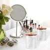 Acrylic Cosmetic Product Storage Box Containing Cotton Swab Container And Bamboo Lid Suitable For Toothpicks And Cotton Items