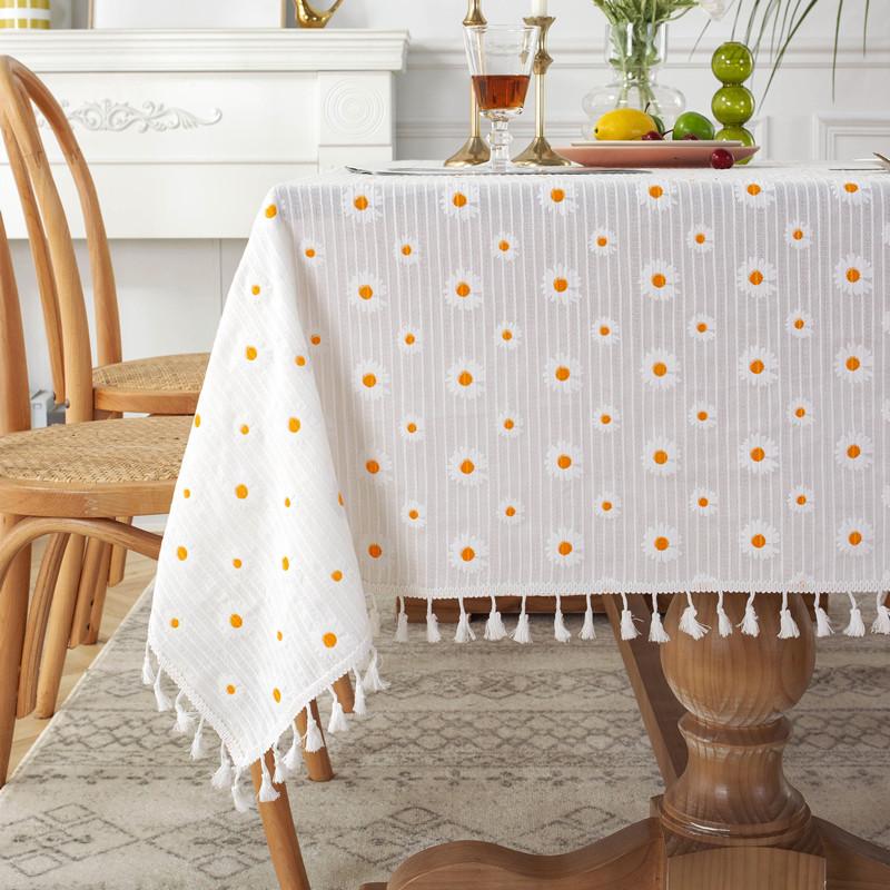 Pastoral Small Fresh Sunflower Cotton Jacquard Geometric Rectangular Tablecloth Coffee Table Dining Table Cloth Cover Towel