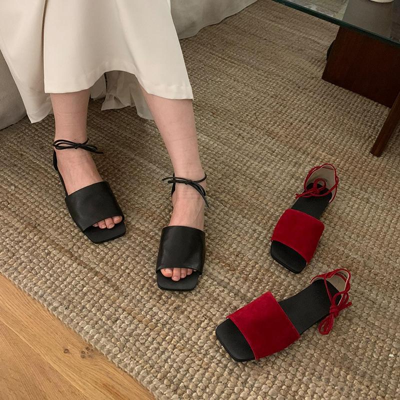 Summer Ankle Lace Up Women Flats Sandals Elegant Ladies Concise Beach Vacation Gladiator Sandalias