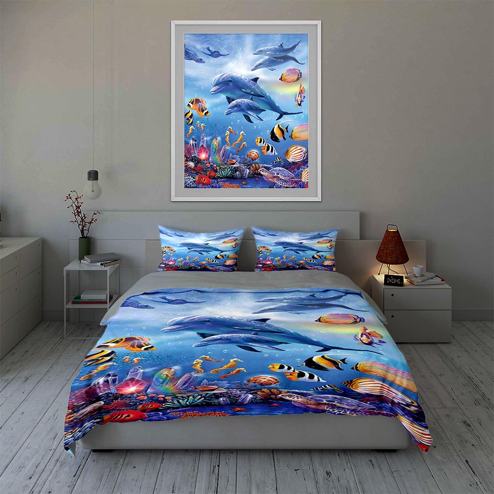 Underwater Marine Life. Bedding Duvet Cover Sets Duvet Covers Pillowcases Gifts (1 * Duvet Cover 2 * Pillowcases, Without Duvet Insert)