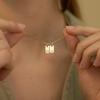 18K Gold Plated Initial Letter Square Pendant Necklace for Women Trendy Stainless Steel Box Chain Necklace Waterproof Jewelry