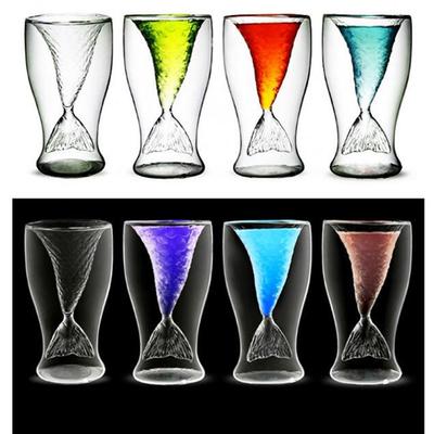 Mermaid Fishtail Shape Transparent Coffee Mugs Cocktail Glass Cup 35DI 01