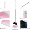 Pink Broom and Dustpan Set, 52” Long Adjustable Handle Broom with Dustpan Combo Set with Dust Pan Teeth To Clean Hair for Home Lobby Office