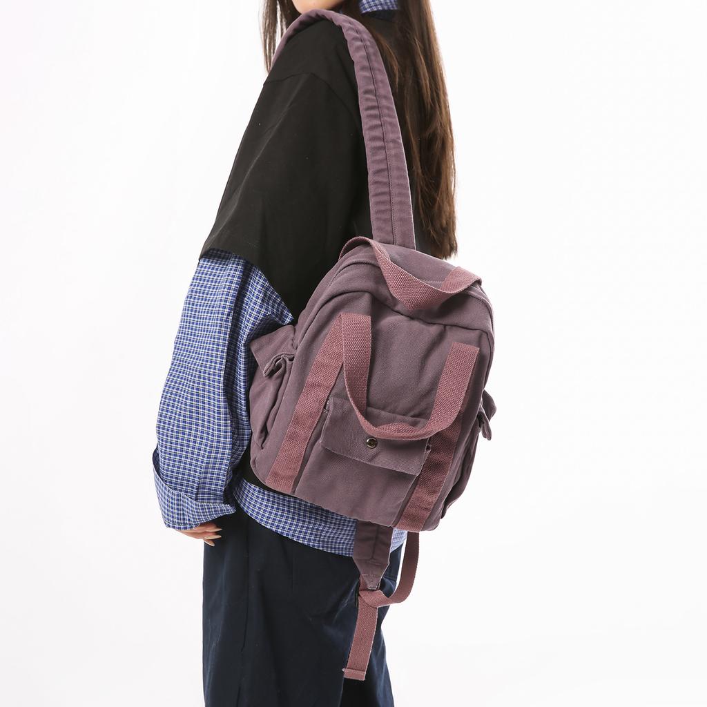 Super Mini Canvas Small Backpack Women's Lightweight Mobile Phone Bag Leisure Travel Student Small Backpack Tide