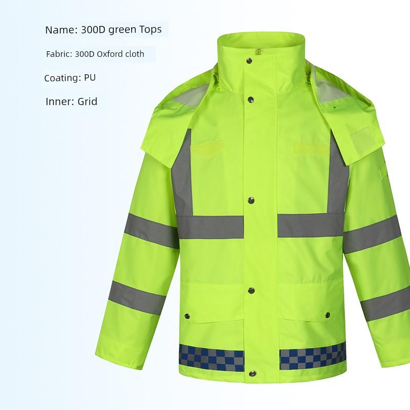 Outdoor Fluorescent Yellow Raincoat Suit Men's and Women's Traffic Road Administration Reflective Warning Separates Rain Pants New Safety Warning Suit