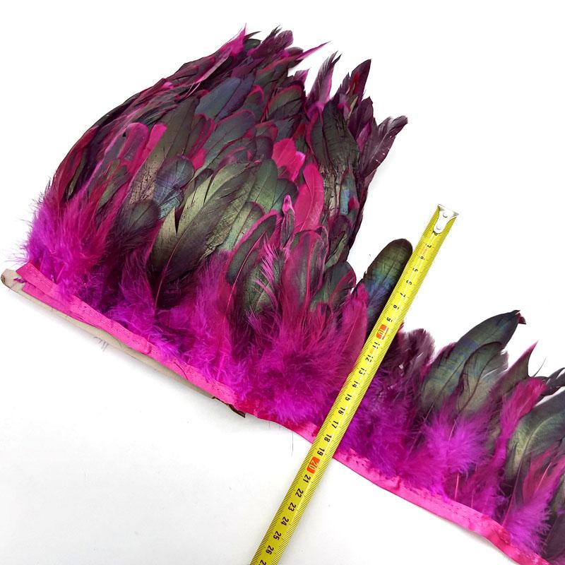 5-10Meter Natural Chicken Rooster Tail Feathers Trims Fringe Plumas Wedding Party Dress Decoration Needlework Accessories13-18cm