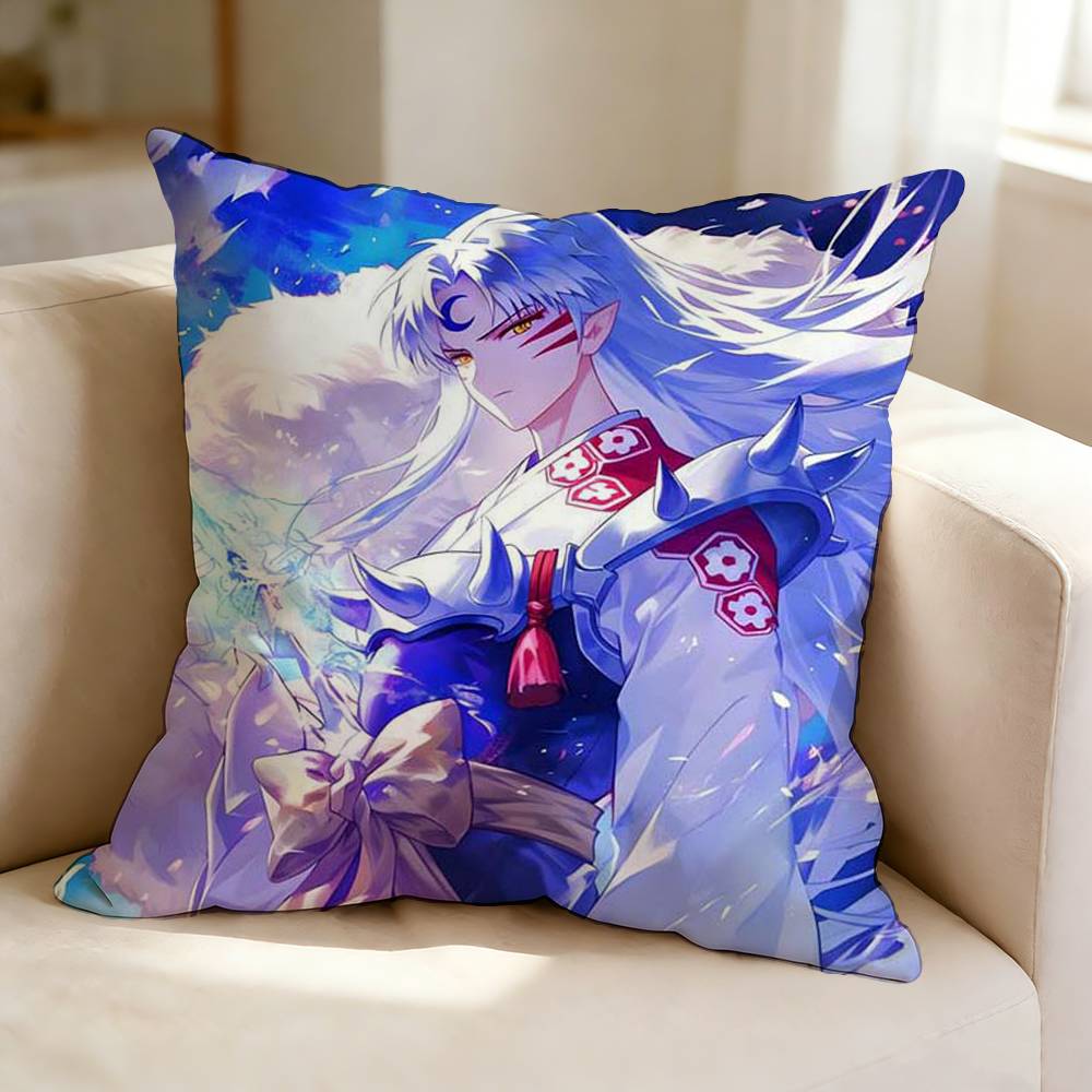Fantasy Anime IInuyasha SSesshomaru  Square DoubleSided printed Pillow Case Bedroom Bedside Pillow Sofa Cushion Cover