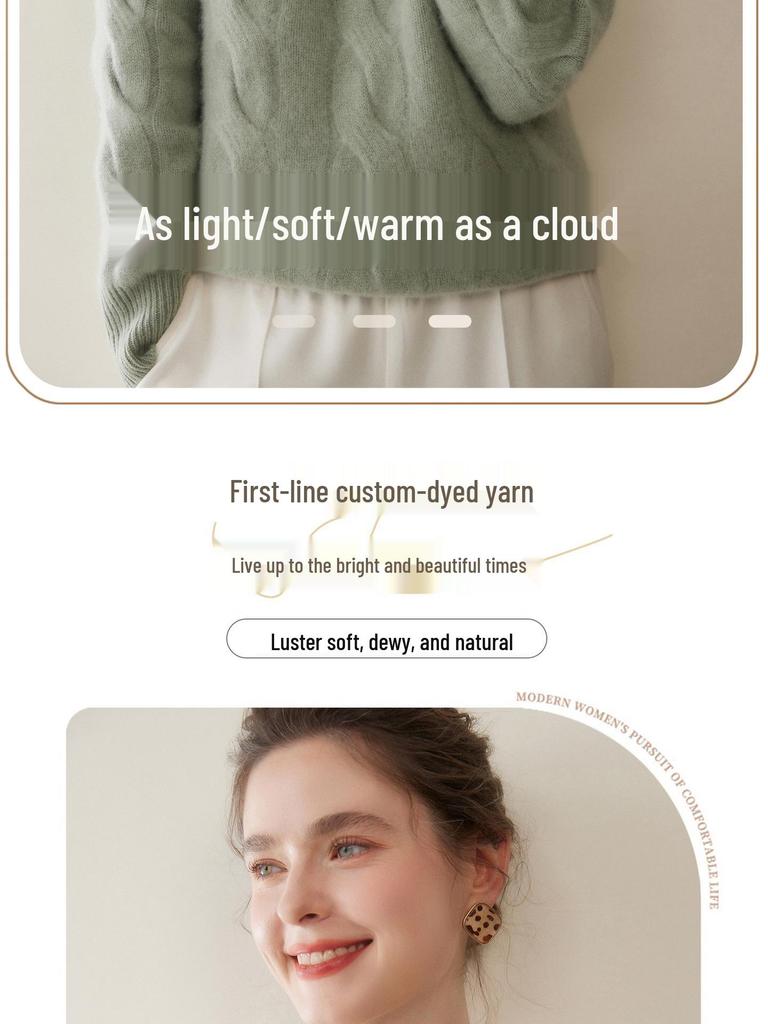 Solid Color Cashmere Knit Slimming Pullover Sweater – Soft, Skin-Friendly & Fashionable for Autumn/Winter.