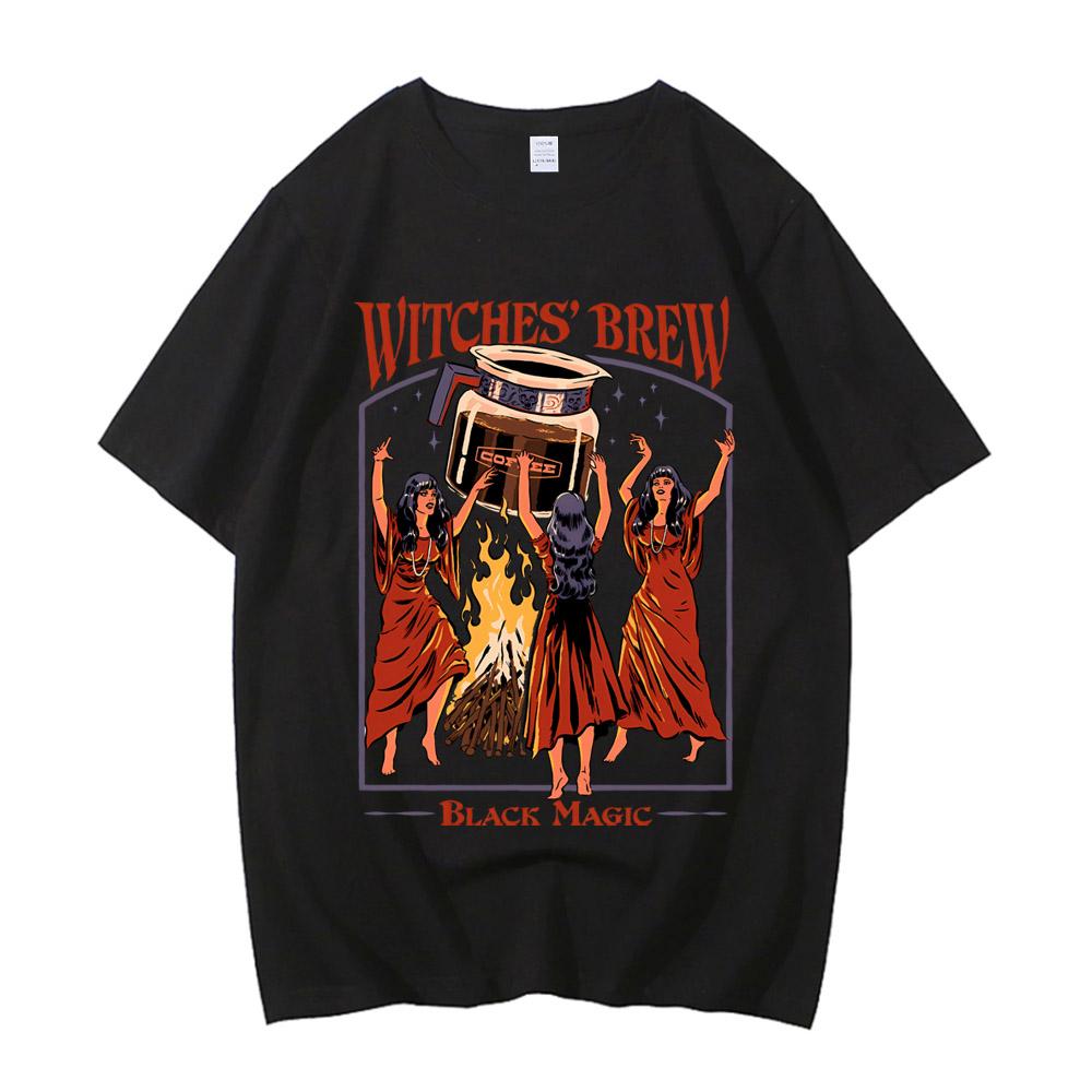 Halloween Hexentrank Kaffee Schwarze Magie Unisex T-Shirt Sommerkleidung Freizeitkleidung T-Shirt Hohe Qualität Baumwolle Atmungsaktive Oberteile