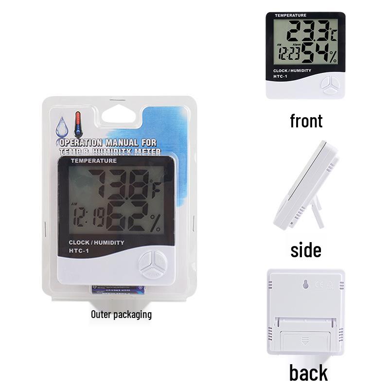 High-Precision Digital Thermometer Hygrometer with Alarm Clock, Indoor Dual-Use Vertical/Hanging Temperature Meter