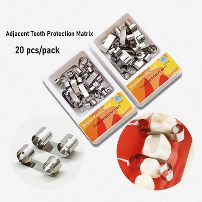 20 pezzi/scatola Sistema di Matrici Sezionali Dentali Protezione Dente Adiacente Matrici Matrici Tipo Deflettore Autoclavabile Materiali Odontoiatrici
