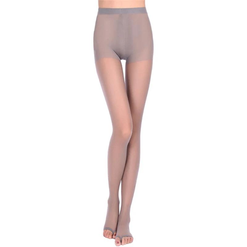 Glatte seidenweiche fußlose Strümpfe Sommer Sonnenschutz Ultra-dünne durchsichtige Strumpfhosen mit offenem Zeh Damen fingerlose Socken für High Heels beige