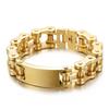 Engravable Gold Men's Stainless Steel Bracelet - European & American Minimalist Hip-Hop Style