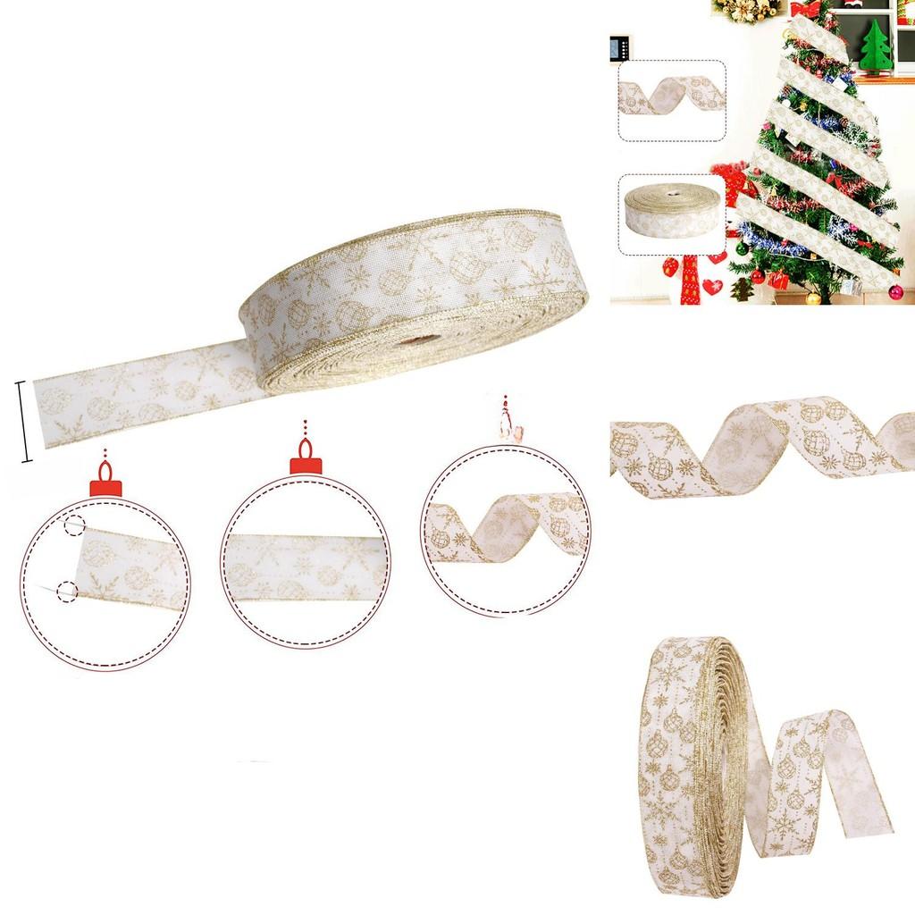 Meter Elegant 2 Christmas Decoration Ribbon With Stylish Powdered Design Print