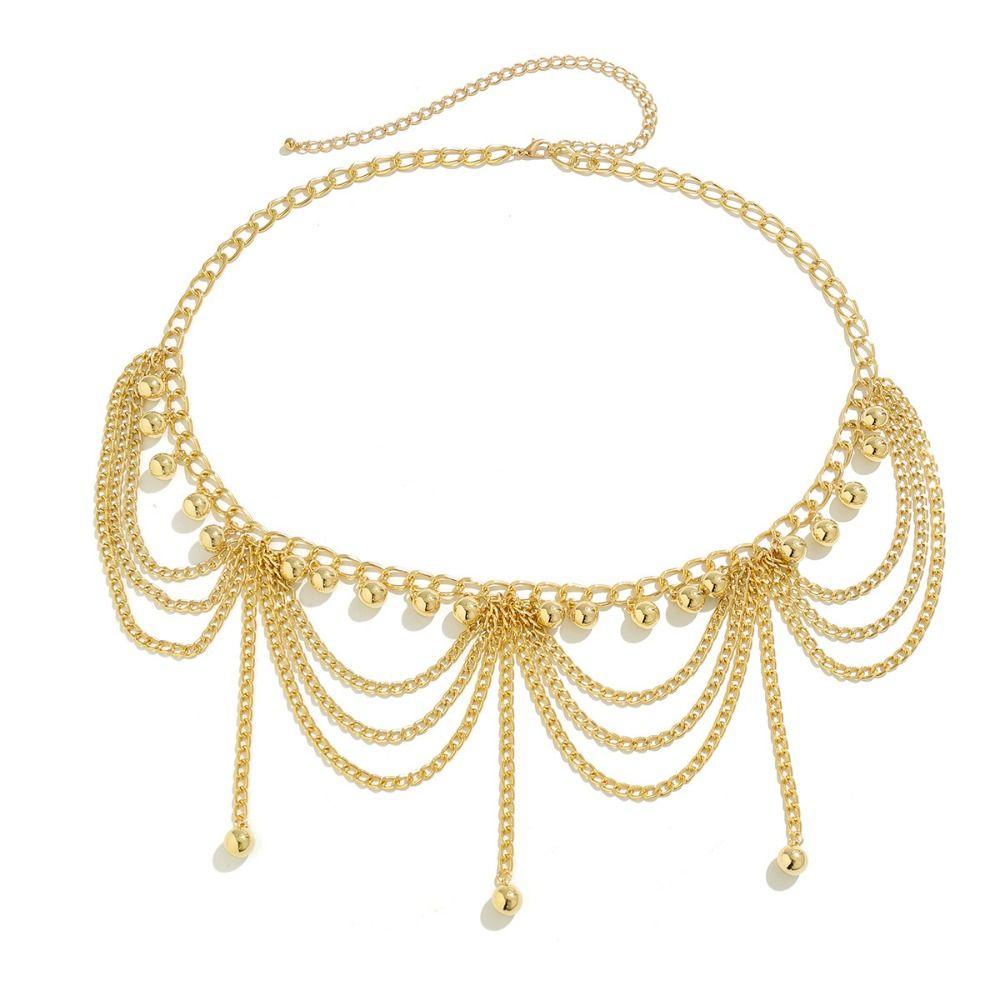 Gold Pearl Tassel Waist Chain Body Jewelry Metal Body Chain Tassels   Beach Accessories
