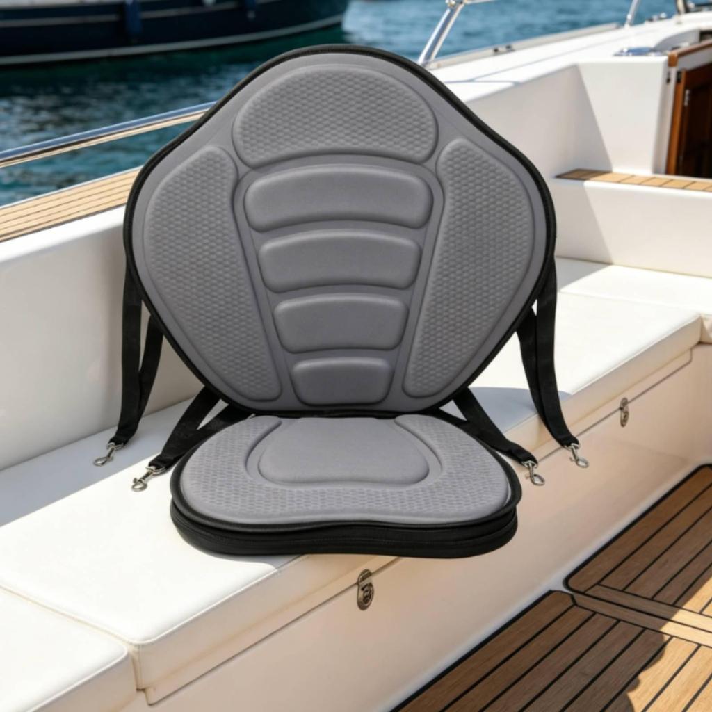 Padded Kayak Seat Cushion Metal Hooks High Back Textured for Outdoor