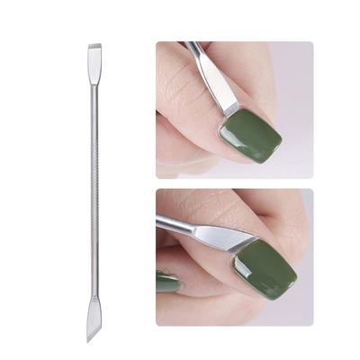 Women Manicure Tool Anti-slip Handle Dual-ended Remover Pusher Stainless Steel Nail Cuticle