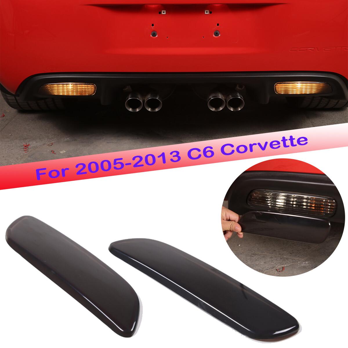 Smoked Black Exterior Rear Fog Light Lamp Cover For 2005-2013 C6 Corvette