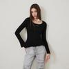 Unbalanced Ruffle Square Neck Knit Top Es2okl03 