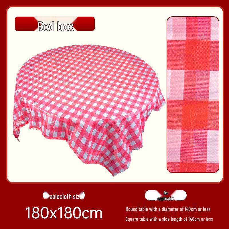 Round Disposable Plastic Tablecloth, 'Xi' Character, Waterproof & Oil-proof for Weddings, Banquets, Celebrations, and Picnics, Extra Thick