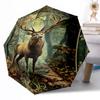 Forest Deer Skull Outdoor Automatic Umbrella Sturdy 8 Rib Durable Plastic Iron Outdoor Daily Use Outdoor Accessory Perfect Gift Friends