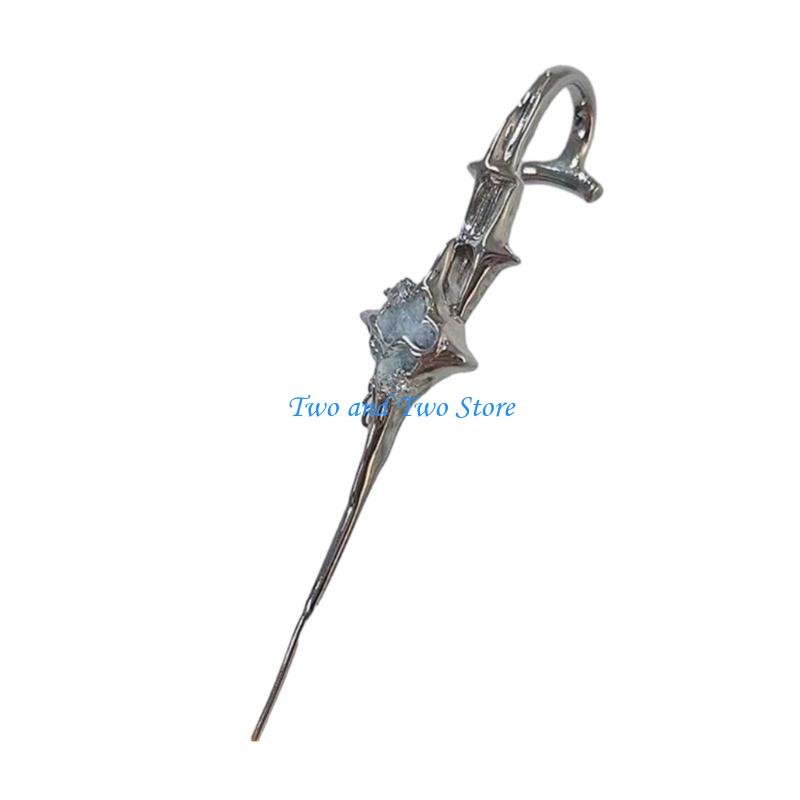 HX6F Retro Geometric Four-Pointed Star Earrings Niche Advanced Anti-sensiti Front and Back Earrings Puncture Ear Needle