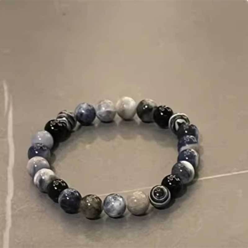 Schwarzes Achterball Geometrisches Metallknopf Armband Für Paare Und Männer