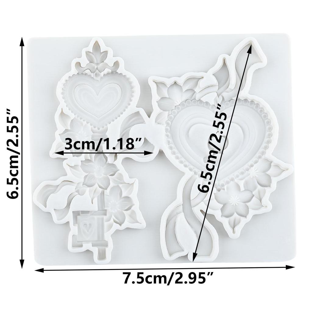 Vintage Key Silicone Molds Heart Lock Keyhole Fondant Mold Cake Decorating Tools Cupcake Topper Chocolate Candy Craft Gum Paste Polymer Clay