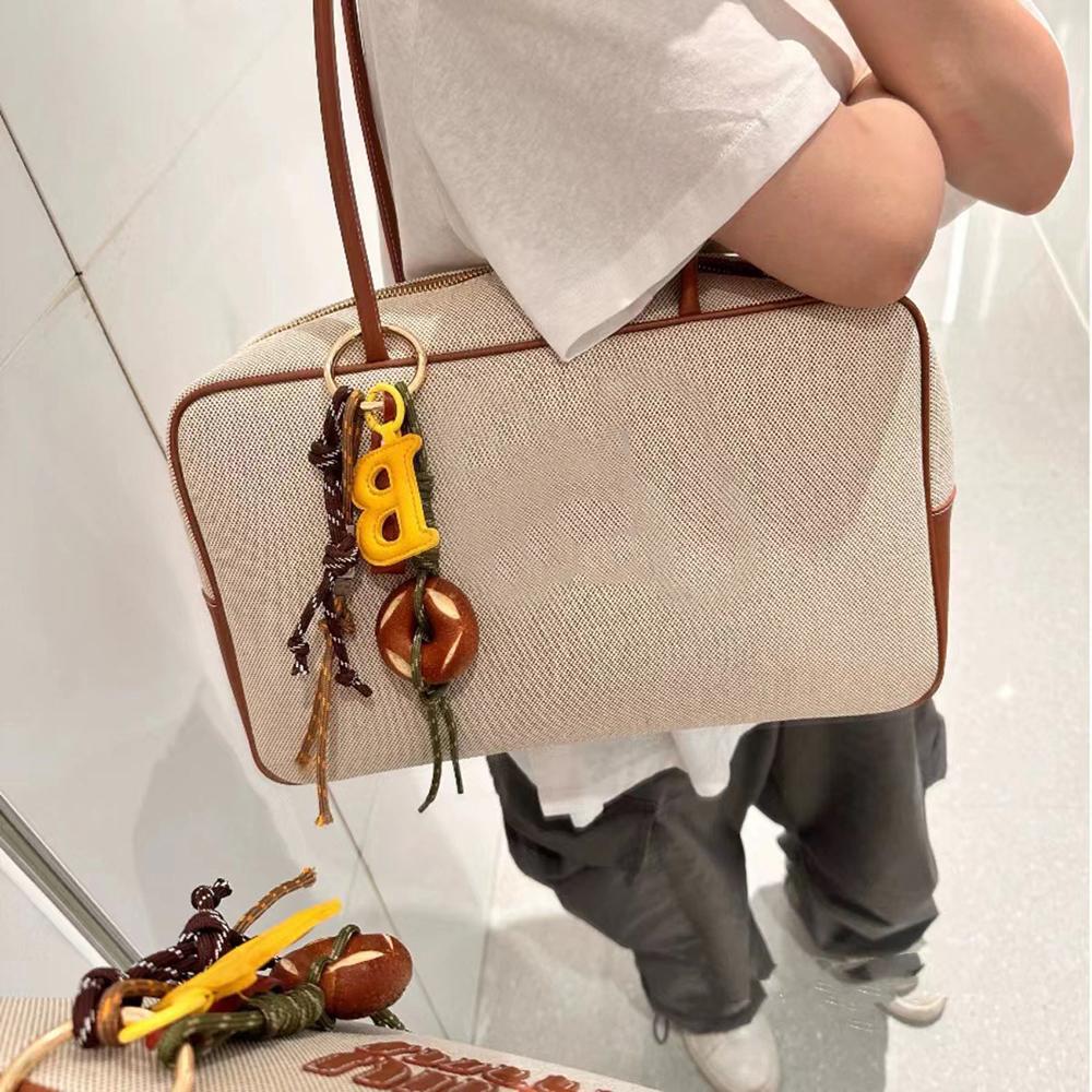 Handmade Braided Rope Bag Pendant Keychain Creative Bread Chocolate DIY Charms for Women Girl Handbag School Bags Accessories