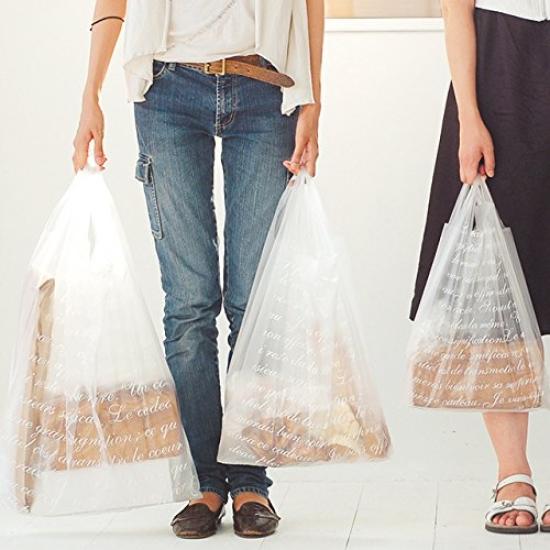 Köpfe Tragetasche Plastiktüte French Frost Transluzent B350 x T170 x H650mm LL Gleiches Design auf beiden Seiten 100 Stück HEADS FR-LL