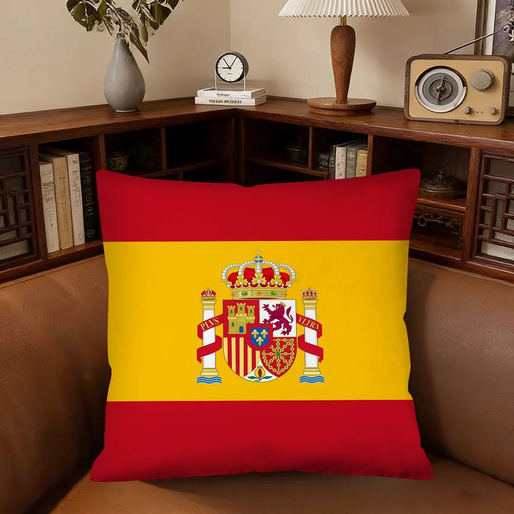 Spain ESP Flag Pillow Case Fashion Square Pillowcase Bedroom Sofa Room Ins Decoration Leisure