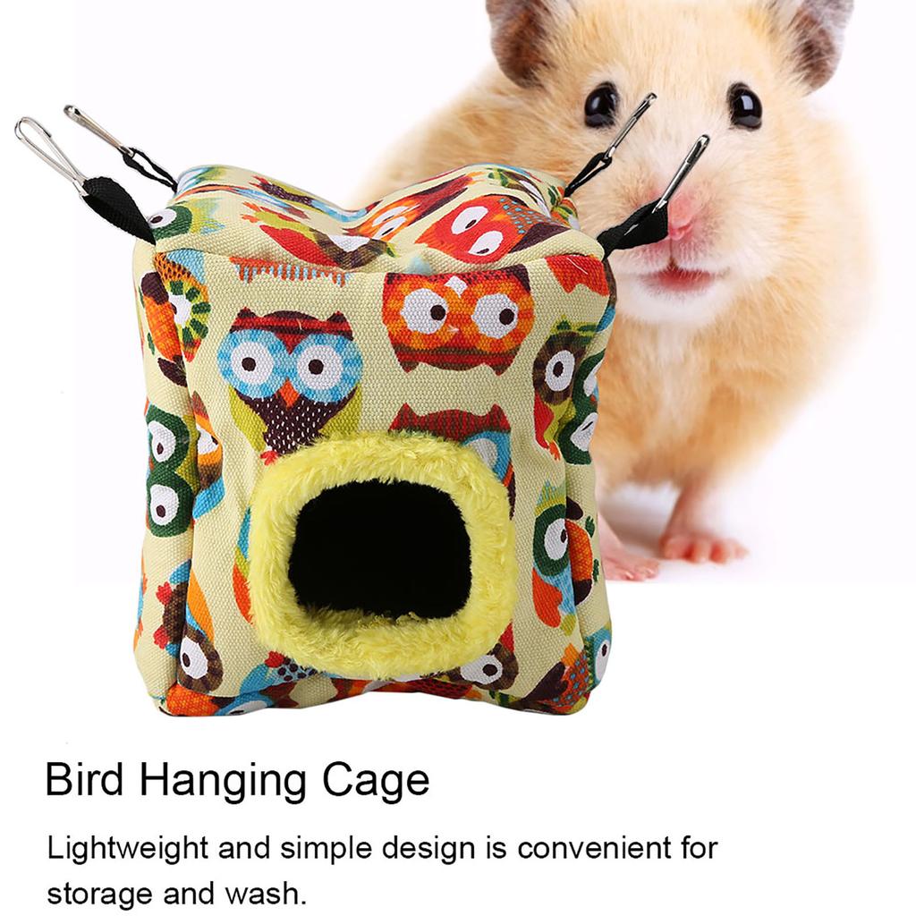 Warm Plush Bird Hanging Cave Hammock Hanging Winter Birds Cage (L Owl)