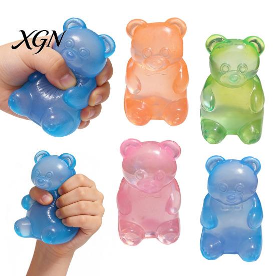 Anxiety Relief Toy Clear Bear Squeeze Stress Shape TPR Sugar Ball Sensory Soft Stretchy Decompression Fidget