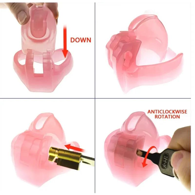Pink Resin Male Chastity Device Penis CB Lock BDSM Training Escape-Proof Urethral Devices Cock Cage SM Adult Sex Toy Gay Sexshop