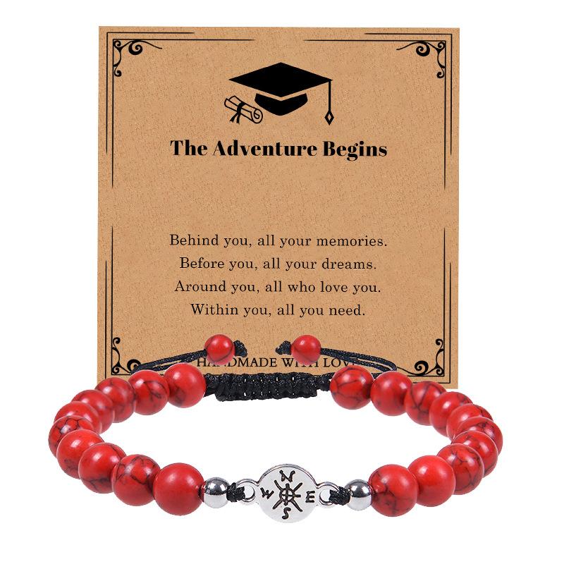 Creative Natural Stone Compass Bracelet Tiger Eye Stone Black Magnet Bead Bracelet Weaving Graduation Season Gift