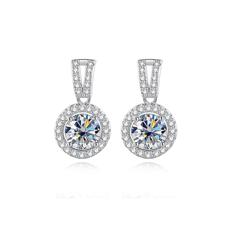 5mm S925 Sterling Silver Round Halo Moissanite Stud Earrings D VVS1 Fine Jewelry For Women