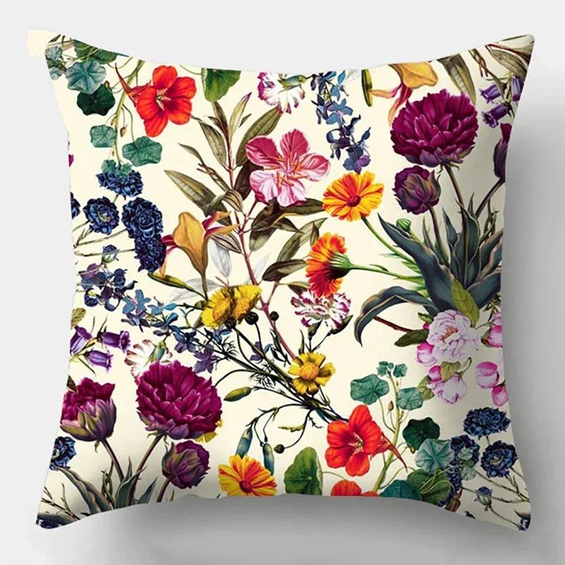 Elegant colorful bright floral decoration sofa cushion pillow case living room bedroom decoration cushion cover home decoration