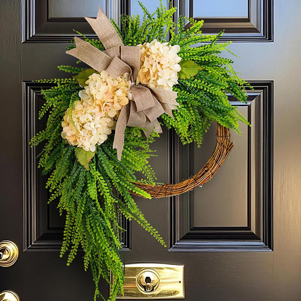 Hydrangea Wreath, Hanging Decoration Home Bow Wall Hanging Wreath Door Hanging