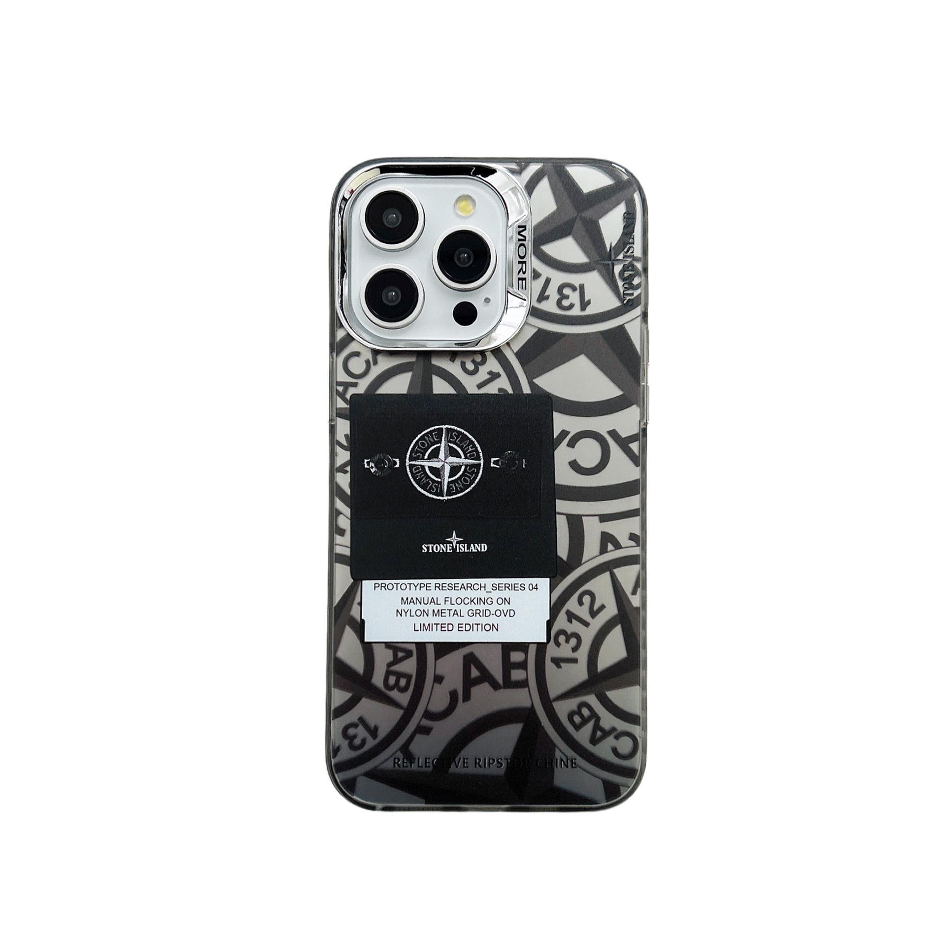 Carcasa Plateada Electrochapada Streetwear Stone Island para iPhone 15 Pro Max iPhone 14