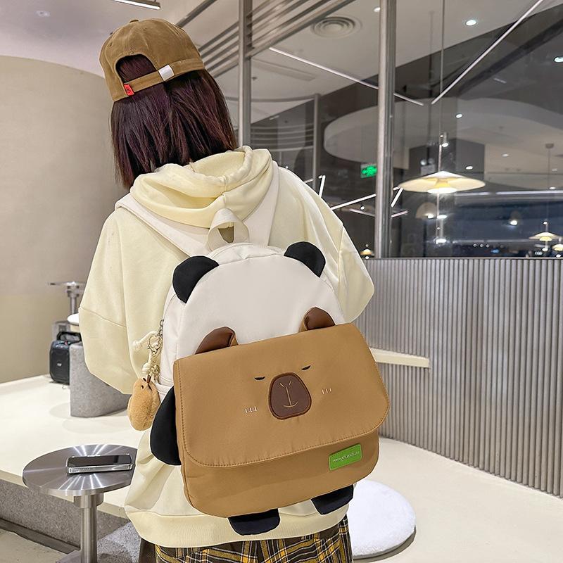 Cute chubby capybara schoolbag for junior high school girls cartoon versatile backpack for girls high school students large capacity backpack