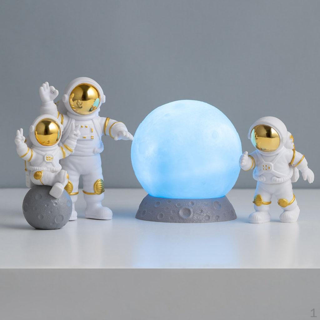 4 Pcs Cute Astronaut Statue PVC Ornament Fireplace Figurine Decoration Sculpture Home
