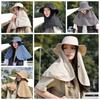 Wide Brim Mountaineering Cap Elastic Women Sun Cap Ponytail Cap Shawl Fisherman Hat  Famale