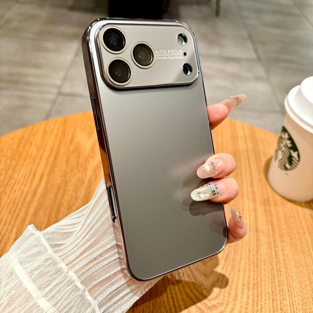 Frosted Plating Crystal Large Window Phone Case For iPhone 17 16 15 14 13 12 11 Pro Max 17ProMax Full Frame Bumper NonSlip Cover