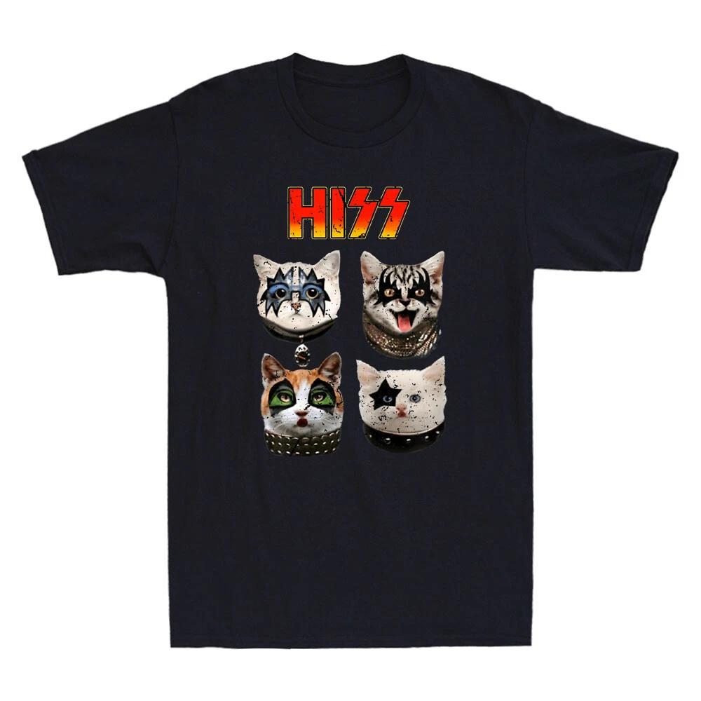 Men s and Women s T-shirts Hiss Funny Cat Music Lovers Vintage L